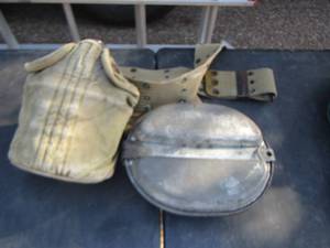 lot 183 image: army canister, pan, army belt