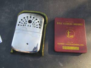 lot 185 image: Rifle cleaning brushes,   & HAND WARMER