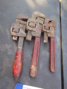 lot 215 image: qty 3  PIPE WRENCHES