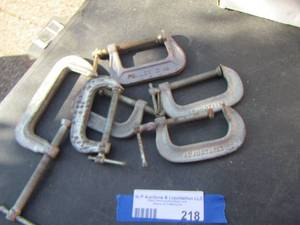 lot 218 image: qty 6 C clamps various sizes