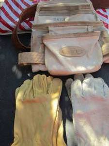 lot 239 image: awp waist tool work bag, work gloves