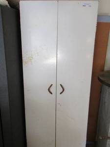 lot 274 image: double door white metal storage cabinet