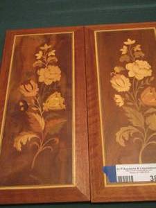 lot 381 image: 2 wooden floral wall art