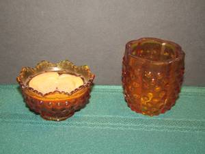 lot 386 image: Fenton bubble glass mini cup and candle holder