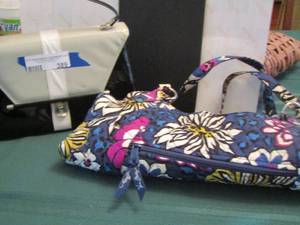 lot 389 image: colorful large womens hand bag, small black and white womens handbag