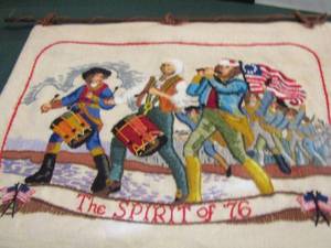 lot 390 image: EMBROIDERED  SPIRIT OF 76 PILLOW