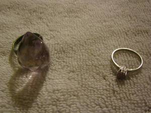 lot 59 image: Purple stone womens ring, Pink stone womens ring size 6