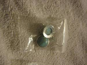 lot 81 image: sterling silver bracelet  & pair of green earrings