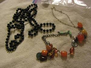 lot 92 image: black bead necklace, turquoise necklace, beaded bracelet
