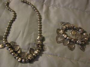 lot 170 image: heart charm bracelet with matching necklace