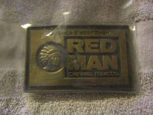 lot 234 image: Redman chewing tabacco solid brass belt buckle