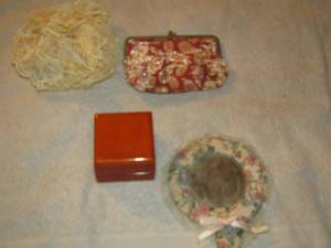 lot 243 image: Hand mirror, ring box , coin purse