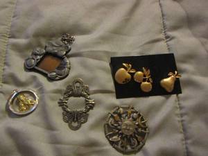 lot 330 image: fruit earrings, night moon pendant, mini picture frame