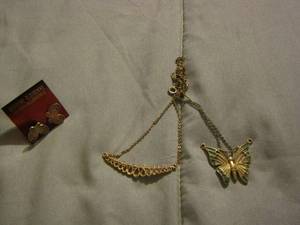 lot 285 image: genuine cloisonne butterfly earrings, 2 necklaces 1 has a butterfly pendant