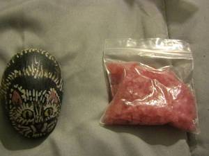 lot 374 image: pink rocks, painted cat rock