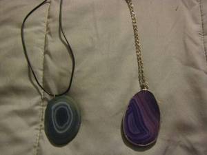 lot 381 image: qty 2 rock pendant necklaces