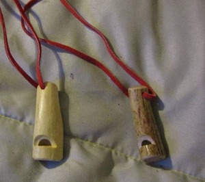 lot 158 image: DEER ANTLER  WHISTLE  QTY 2
