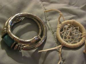 lot 391 image: white dream catcher, wrap around bracelet
