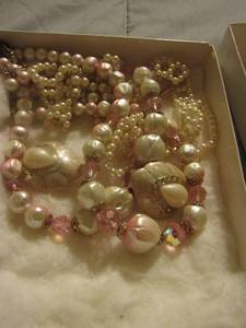 lot 602 image: clip on earrings and 2 womens necklaces