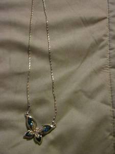 lot 509 image: blue rhinestone butterfly necklace