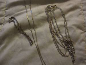 lot 458 image: silver necklaces, silver bracelet