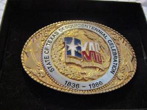 lot 616 image: State of Texas Sesquicentennial celebration belt buckle