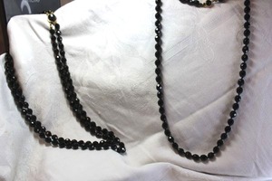 lot 23 image: (2) Vintage Austrian faceted glass bead necklaces. Both marked Made In Austria. Double strand 20L, single 22L