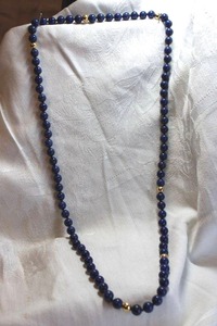 lot 44 image: Jewelry Blue Lapis continuous necklace with gold ball spacers. 28L