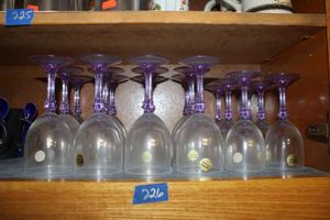 lot 226 image: Purple stemware goblets - Sticker says Cristal dArques