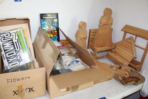 lot 184 image: Wood crafts and craft supplies