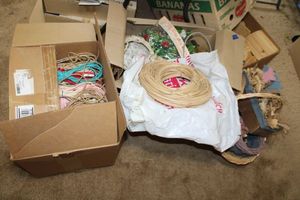 lot 204 image: Wood crafts, Ribbon papers, baskets and more