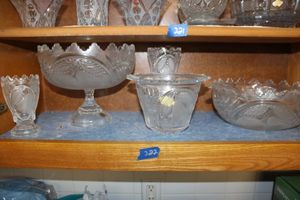 lot 222 image: Lead crystal bowls and vases with fruit design. See photos