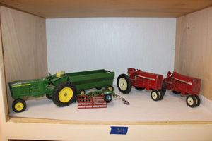 lot 308 image: Vintage metal toy tractors - John Deer and INTERNATIONAL