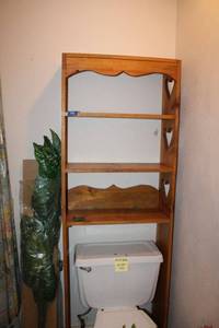 lot 346 image: Bathroom over the toilet wood shelfs