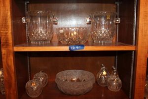 lot 411 image: Lead crystal bowls, ice buckets, and crystal fruit jars