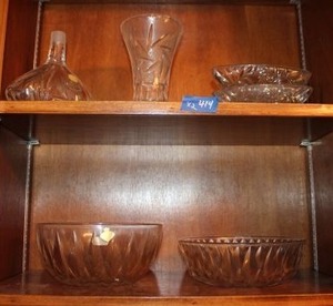 lot 414 image: Lead crystal bowls, vase and decanter