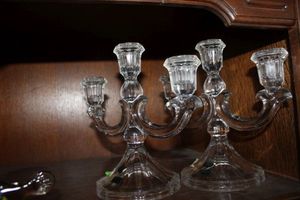lot 598 image: Lead crystal candle holders BEYER Bleikrystall