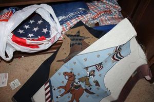 lot 605 image: Red, white, and blue fabric, tapestry and more