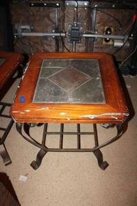 lot 505 image: Side table with heavy iron base as shown
