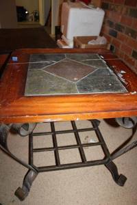 lot 506 image: Side table with heavy iron base as shown