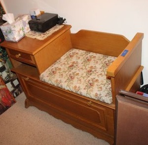lot 491 image: Vintage telephone bench shoe cabinet
