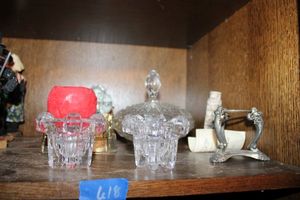 lot 618 image: Castle design candle holders, crystal bowl and more
