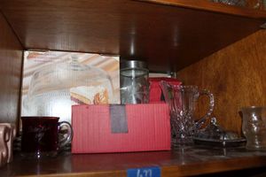 lot 677 image: Lead crystal pitcher, creamer and sugar set, cake plate and more