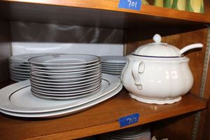 lot 702 image: Blue and gold trim dish set by Schumann plus tureen