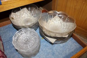 lot 234 image: (6) Bleikrystall Lead crystal bowls, and Stack of lead crystal dishes