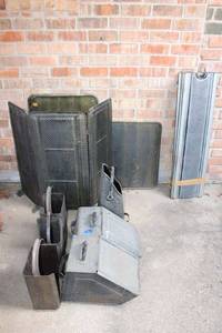 lot 268 image: Vintage hammered metal items coal containers, screens and panels