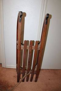 lot 441 image: Antique wooden snow sled Davos Extra