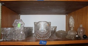 lot 720 image: Lead crystal bowls, bubble glass perfume bottle, and more