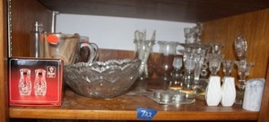 lot 722 image: Lead crystal candle holders and bowls, plus various salt and pepper shakers