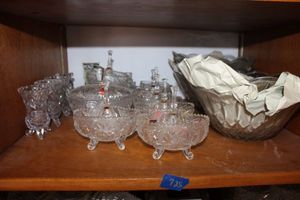 lot 728 image: Lead crystal salad bowls, footed small bowls, toothpick holders and bells